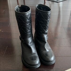 Aquitalia Black quilted mid calf riding boot. Size 9